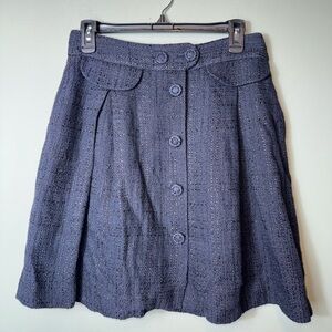 Massimo Dutti Woman Navy Blue Skirt‎ Button Front Closure Size 36|26